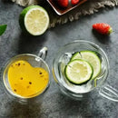 Heart shaped double wall glass mug set kitchen drinkware by Decorbites