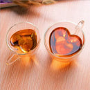 Heart shaped double wall glass mug set kitchen drinkware by Decorbites