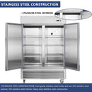Heavy-Duty 54" Stainless Steel 2-Door Reach-In Upright Commercial Freezer (SAK66598)