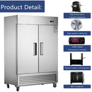 Heavy-Duty 54" Stainless Steel 2-Door Reach-In Upright Commercial Freezer (SAK66598)