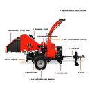 Heavy-Duty 7-Inch 750CC 25HP Hydraulic Feed Towable Electric Start Wood Chipper (SAK27190) by SAKSBY WHOLESALE