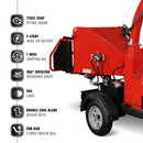 Heavy-Duty 7-Inch 750CC 25HP Hydraulic Feed Towable Electric Start Wood Chipper (SAK27190) by SAKSBY WHOLESALE