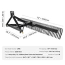 Heavy-Duty 72-Inch 3-Point Tow Behind Tractor Dethatcher Attachment With Steel Tines (SAK79426) by SAKSBY WHOLESALE