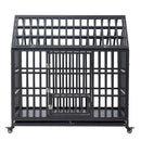 Heavy-Duty Carbon Steel Dog Kennel Cage Crate W/ Sloped Roof And Wheels, 48" (SAK73812)
