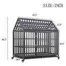 Heavy-Duty Carbon Steel Dog Kennel Cage Crate W/ Sloped Roof And Wheels, 48" (SAK73812)