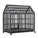 Heavy-Duty Carbon Steel Dog Kennel Cage Crate W/ Sloped Roof And Wheels, 48" (SAK73812)