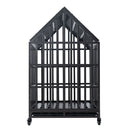 Heavy-Duty Carbon Steel Dog Kennel Cage Crate W/ Sloped Roof And Wheels, 48" (SAK73812)