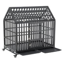 Heavy-Duty Carbon Steel Dog Kennel Cage Crate W/ Sloped Roof And Wheels, 48" (SAK73812)