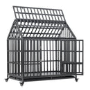 Heavy-Duty Carbon Steel Dog Kennel Cage Crate W/ Sloped Roof And Wheels, 48" (SAK73812)