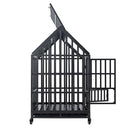 Heavy-Duty Carbon Steel Dog Kennel Cage Crate W/ Sloped Roof And Wheels, 48" (SAK73812)