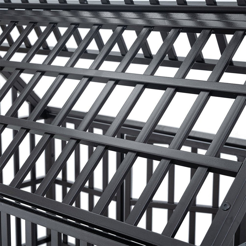 Heavy Duty Carbon Steel Dog Kennel Cage Crate W/ Sloped Roof And Wheels, 48" (SAK73812)