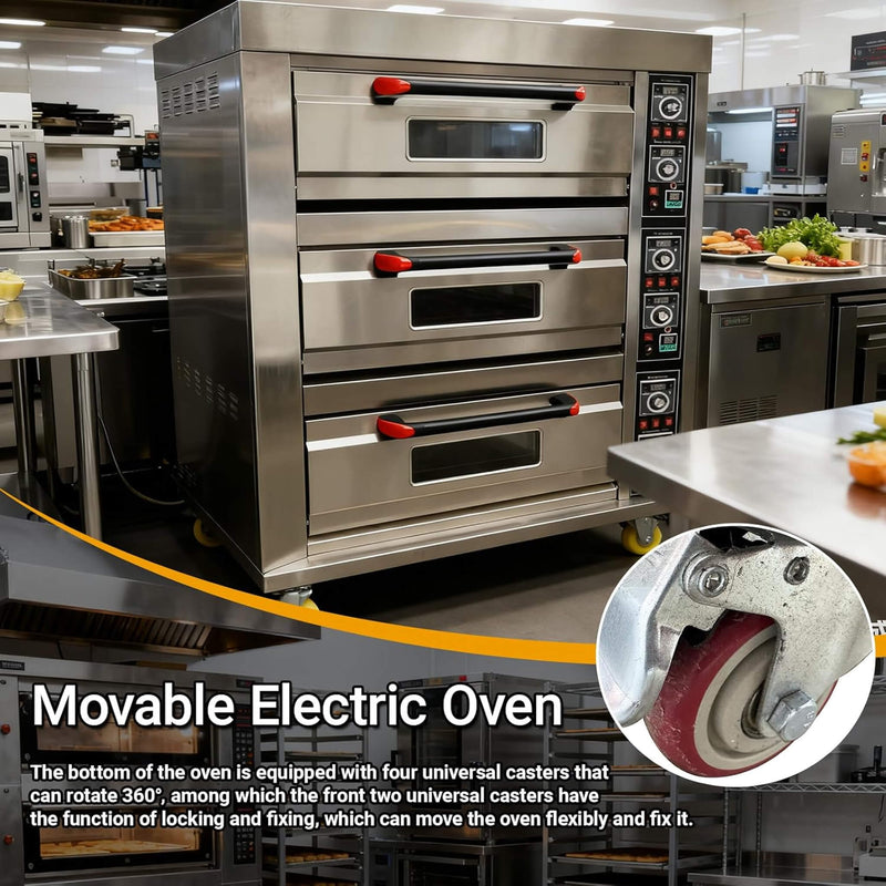 Heavy-Duty Commercial Triple Deck 220V 19.8KW Electric Pizza Oven (SAK56751)