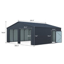 Alora Heavy-Duty Double Garage Galvanized Steel Shed With Side Door (SAK84271)