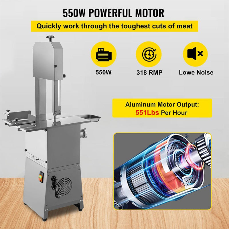 Heavy-Duty Industrial Electric Meat Bandsaw Bone Cutting Machine, 550W (SAK47410)