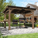 Alora Heavy-Duty Premium Wooden Grill Gazebo With Sloped Metal Roof (SAK61583)