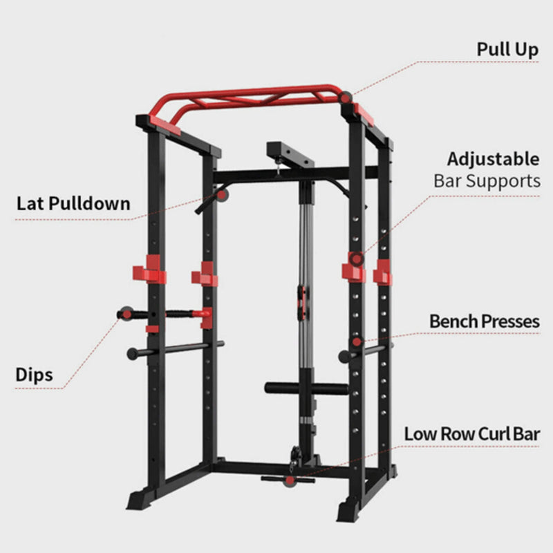 Heavy-Duty Professional Multi-Function Adjustable Power Cage Rack, 1000LBS (SAK98149)