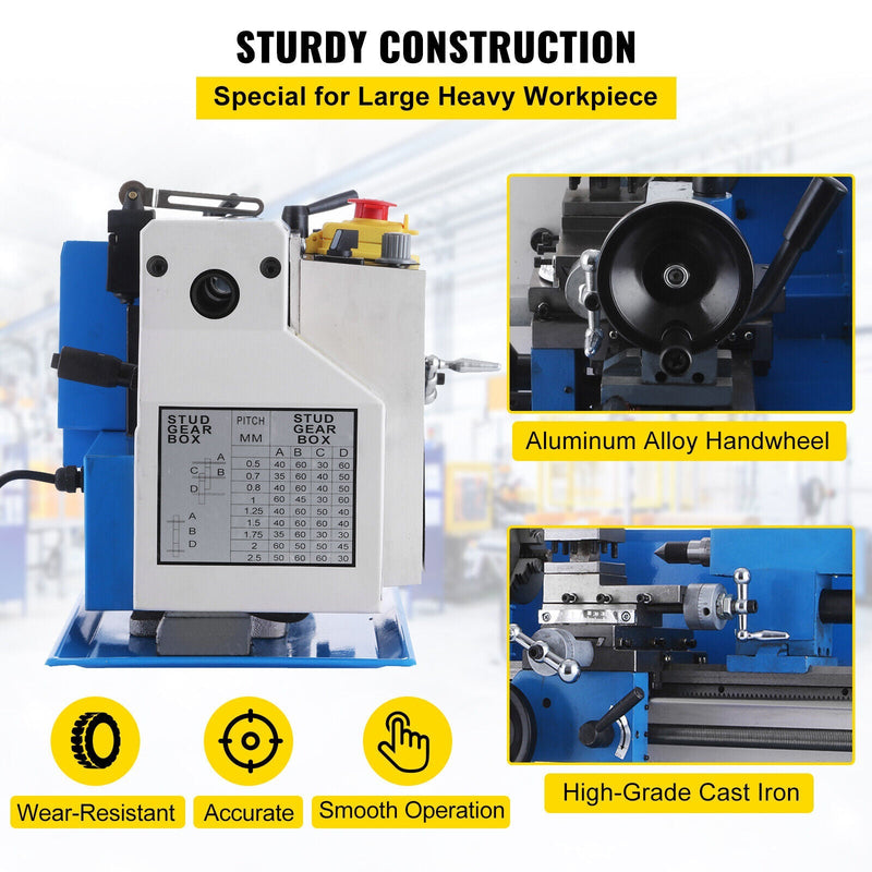 Heavy-Duty Small Bench Top Metalworking Lathe Machine W/ Accessories (7x12)" (94203871)