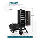 Heavy-Duty Vertical Extra-Large Charcoal Offset BBQ Smoker Grill Combo (SAK80247)