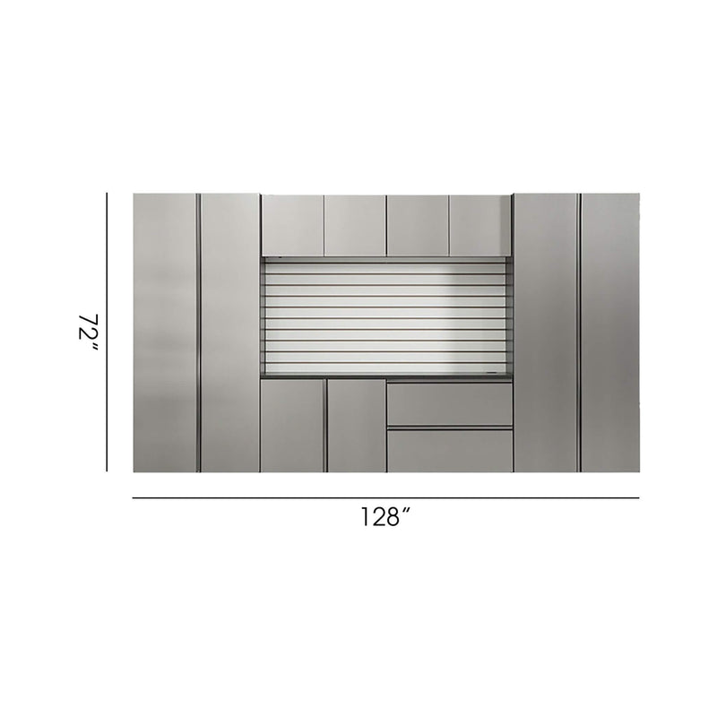 Alora Heavy-Duty Wall-Mounted Metallic Gray Garage Cabinet Set With Soft Closing Doors And Drawers (SAK24368)