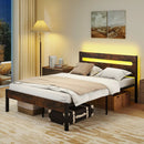 Heavy-Duty Metal Slats Support Bed Platform with Charging Station by LJGDeals