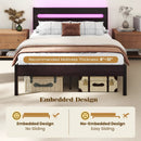 Heavy-Duty Metal Slats Support Bed Platform with Charging Station by LJGDeals