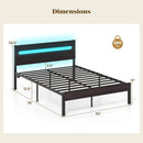 Heavy-Duty Metal Slats Support Bed Platform with Charging Station by LJGDeals