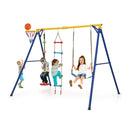 4-in-1 660 lbs Heavy Duty Swing Set for Kids Aged 3-9 Years Old-Yellow by LJGDeals