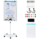Height-Adjustable Mobile Whiteboard with Round Stand Paper Clips-Black by DirectDeals