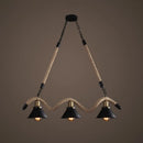 GobekUsa Hemp Rope Antique Hanging Lamp Chandelier in Black - Ideal for Restaurants and Islands