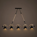 GobekUsa Hemp Rope Antique Hanging Lamp Chandelier in Black - Ideal for Restaurants and Islands