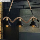 GobekUsa Hemp Rope Antique Hanging Lamp Chandelier in Black - Ideal for Restaurants and Islands