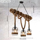 GobekUsa Hemp Rope Pendant Lamp - Industrial Style Beige - Linear over Island Lighting