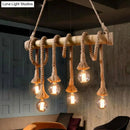 GobekUsa Hemp Rope Pendant Lamp - Industrial Style Beige - Linear over Island Lighting