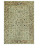 Heriz Traditional Design Beige And Blue 5.6x8 Hand Knotted Wool Area Rug