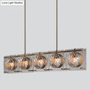 GobekUsa Hexagon Glass Ball Pendant Lamp - 5-Head Island Light Fixture with Brass Finish