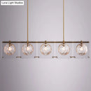 GobekUsa Hexagon Glass Ball Pendant Lamp - 5-Head Island Light Fixture with Brass Finish