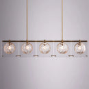 GobekUsa Hexagon Glass Ball Pendant Lamp - 5-Head Island Light Fixture with Brass Finish