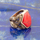 Hexagon Red Howlite Ring