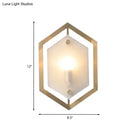 GobekUsa Hexagon Sconce Lighting: Postmodern Metallic 1-Bulb Brass Wall Lamp with Translucent Glass Shade