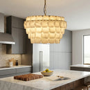Hexagonal Layered Alabaster Chandelier