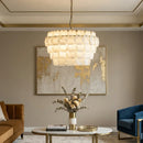 Hexagonal Layered Alabaster Chandelier