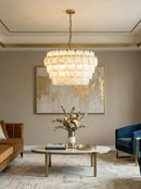 Hexagonal Layered Alabaster Chandelier