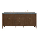 James Martin Myrrin 72" Double Bathroom Vanity, Mid-Century Walnut