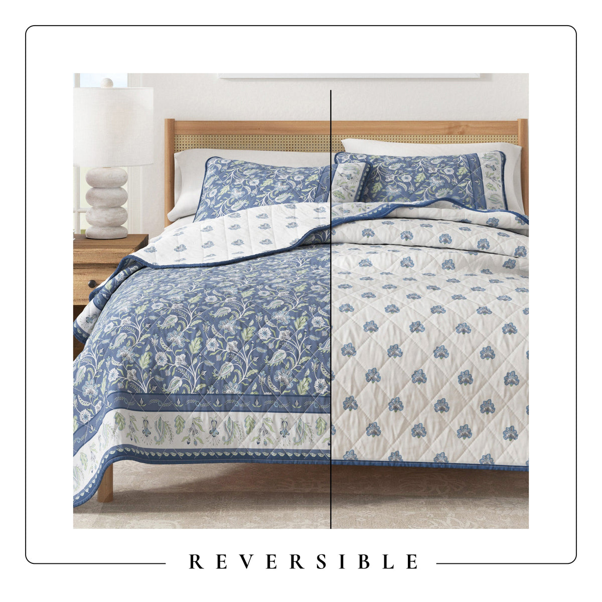 Floral Boho Printed Cotton Quilt Set - Indira Collection, photo 11 of 12