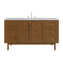 James Martin Laurent 60" Dual Mount Single Bathroom Vanity, Honey Oak