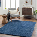 Faina Solid Dark Blue Shag Washable Area Rug - Clearance