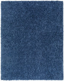 Faina Solid Dark Blue Shag Washable Area Rug - Clearance