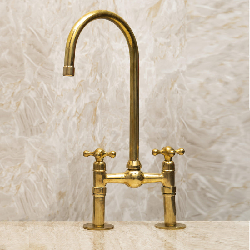 Unlacquered Solid Brass Kitchen Faucet with Sprayer