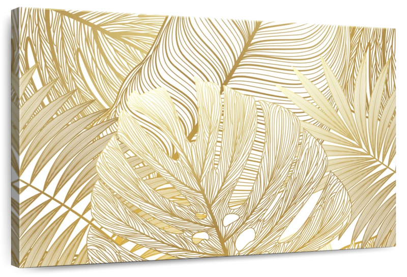 Golden Tropical Leaves Wall Art