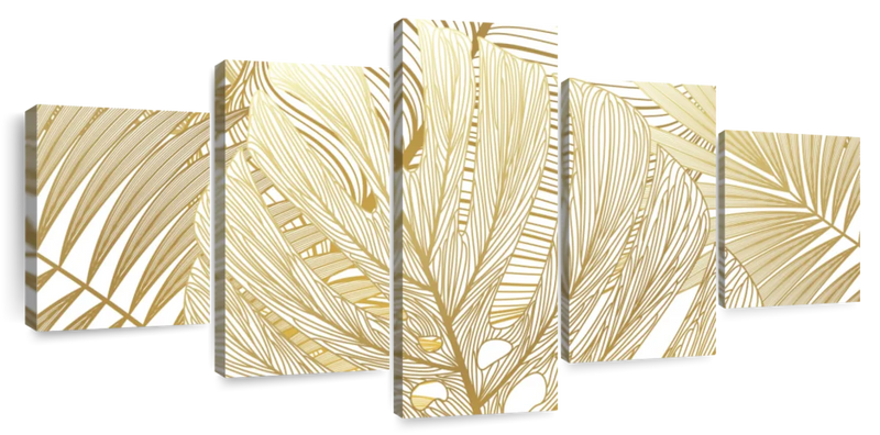 Golden Tropical Leaves Wall Art